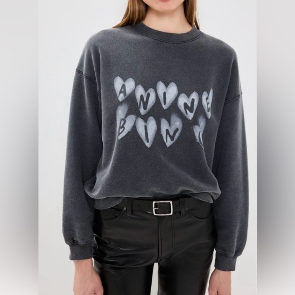 Anine Bing Charcoal Gray Crew Neck Sweater